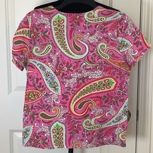 Lauren Ralph Lauren Tshirt Paisley Short Sleeve 100% Cotton Size Large - Picture 2 of 4